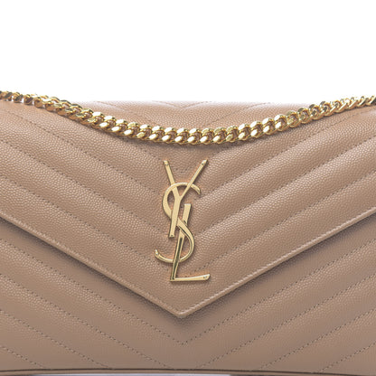 Saint Laurent Grain De Poudre Matelasse Chevron Monogram Chain Wallet Light Taupe 10 of 10