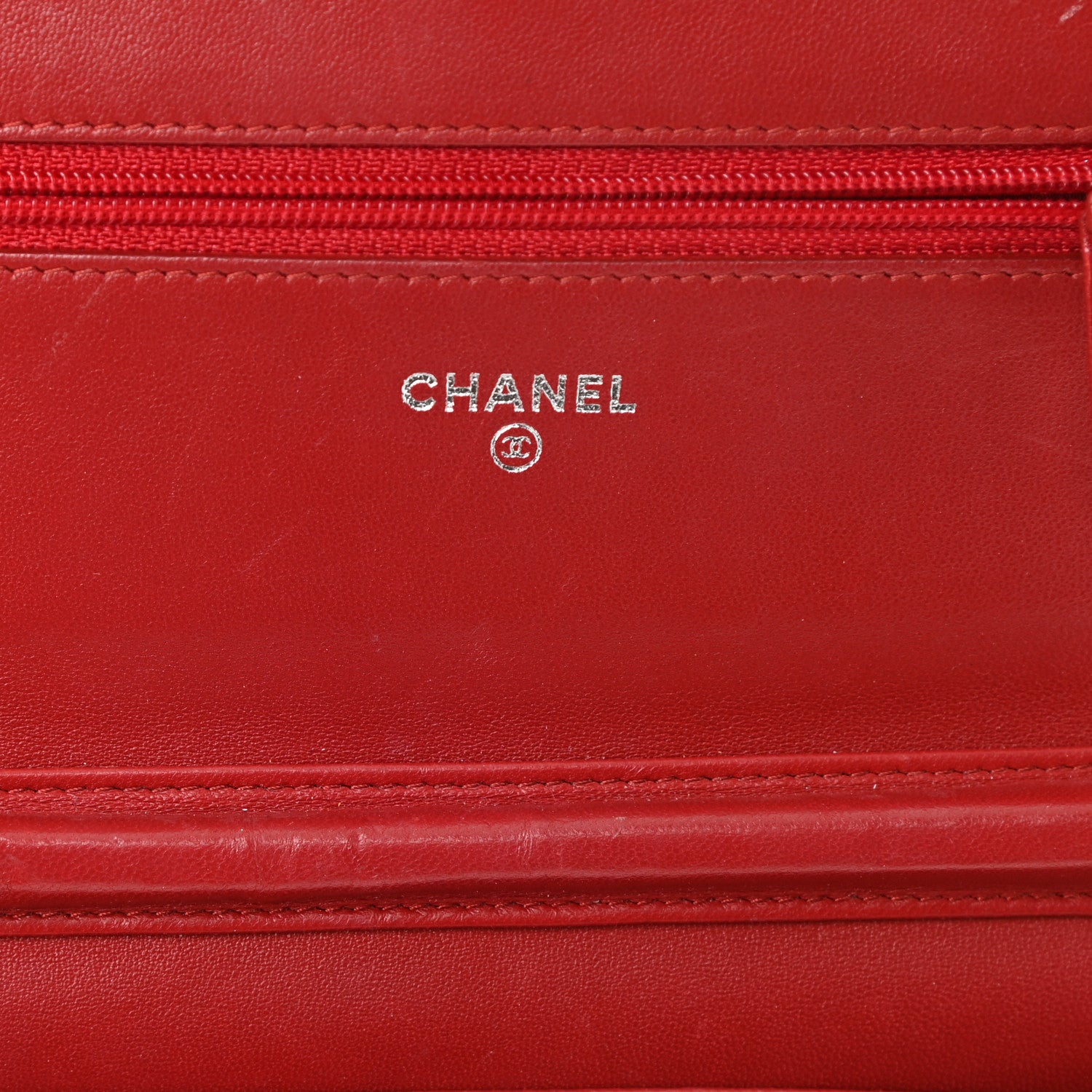Chanel Lambskin Camellia Embossed Wallet On Chain WOC Red 6 of 13