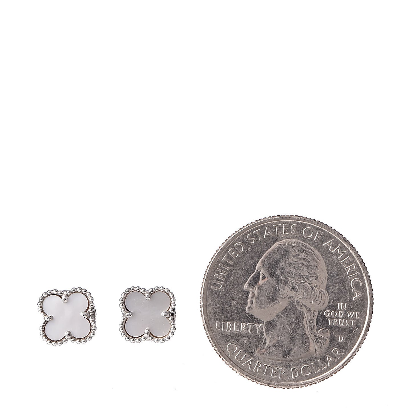 18K White Gold Mother of Pearl Sweet Alhambra Earrings