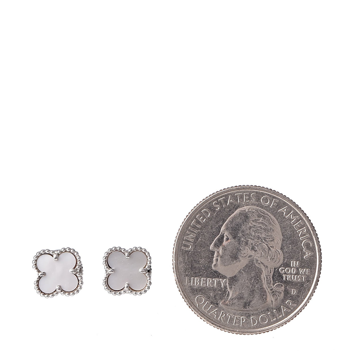 Van Cleef & Arpels 18K White Gold Mother of Pearl Sweet Alhambra Earrings 2 of 5