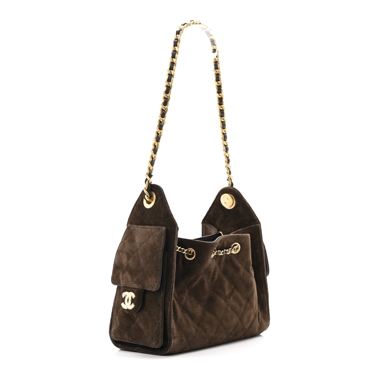 Chanel Suede Quilted Mini Chanel 25 Handbag Dark Brown 3 of 13