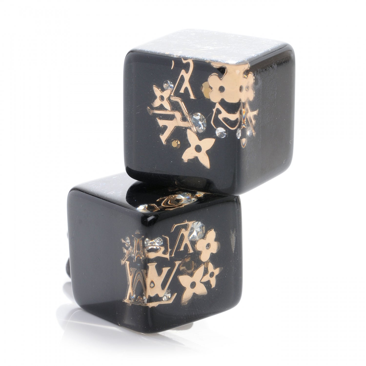 Louis Vuitton Swarovski Crystal Resin Inclusion Hair Cubes Black 1 of 3