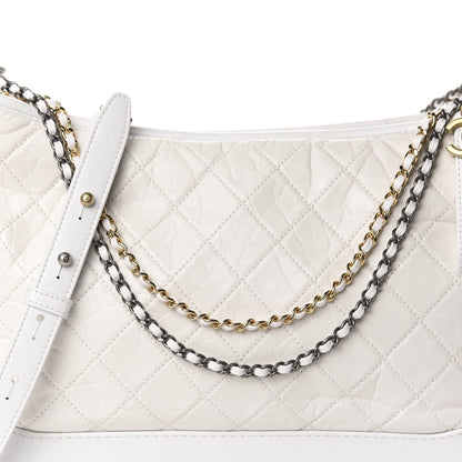 Chanel Aged Calfskin Quilted Large Gabrielle Hobo White 10 of 10