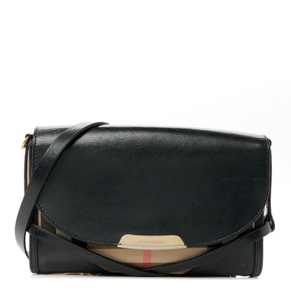 Burberry House Check Bridle Calfskin Small Abbott Crossbody Bag Black 1 of 10