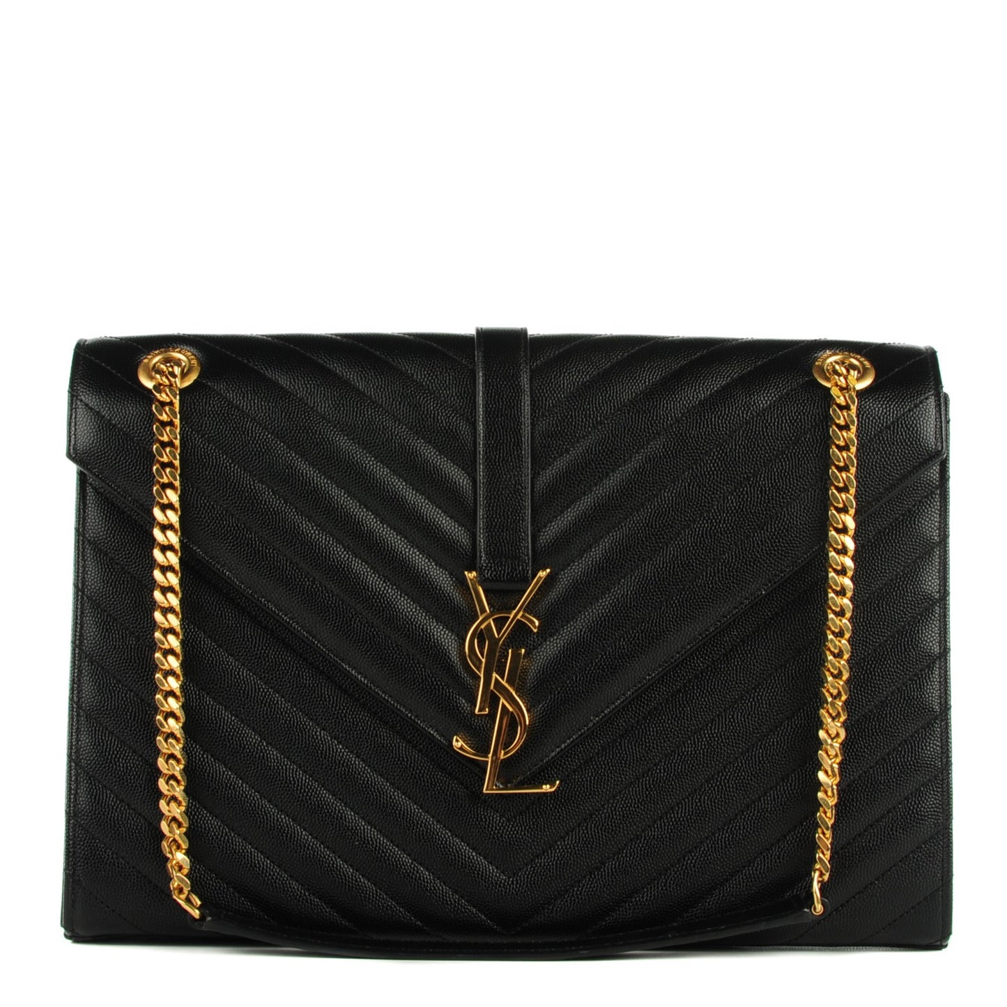 Grain De Poudre Matelasse Chevron Large Monogram Satchel Black