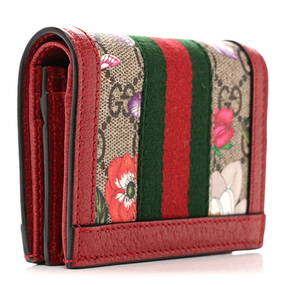 Gucci GG Supreme Monogram Flora Web Ophidia Card Case Red 3 of 11