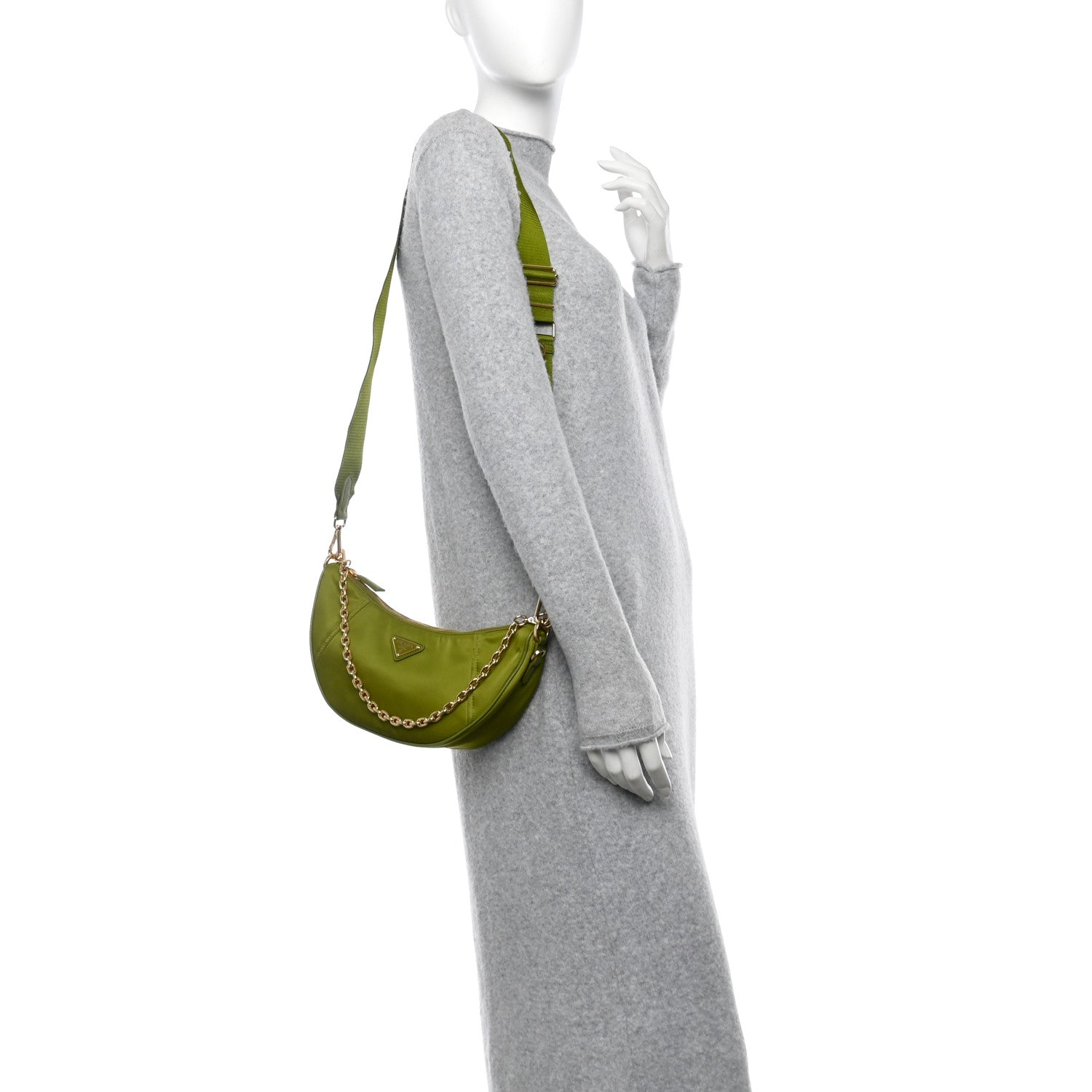 Prada Re-Nylon Demi-lune Shoulder Bag Ivy Green 3 of 10