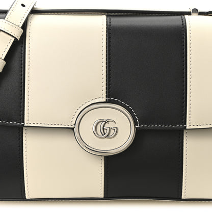 Gucci Senna Calfskin Lines Petite GG Top Handle Shoulder Bag Black Mystic White 8 of 10