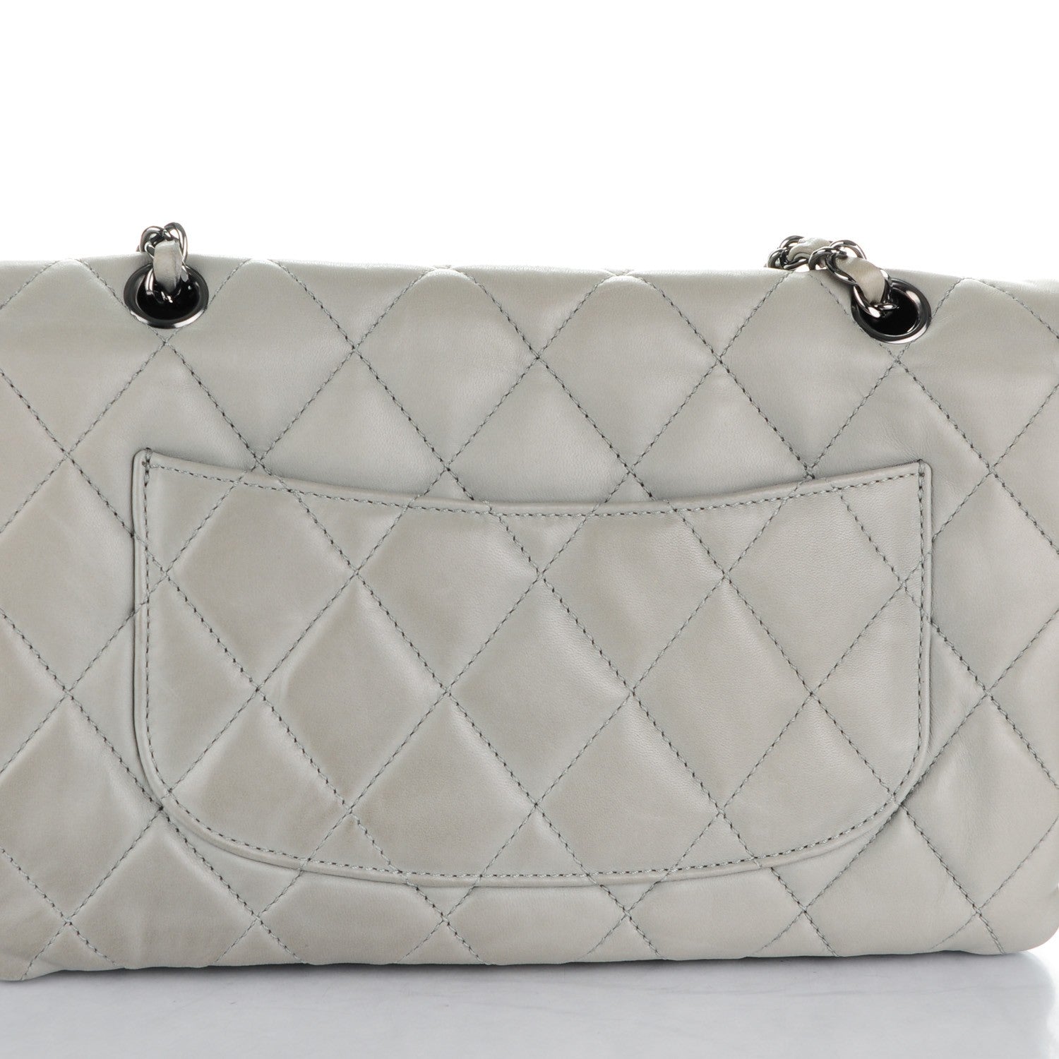 Chanel Lambskin Quilted Large 3 Flap Light Grey 11 of 12