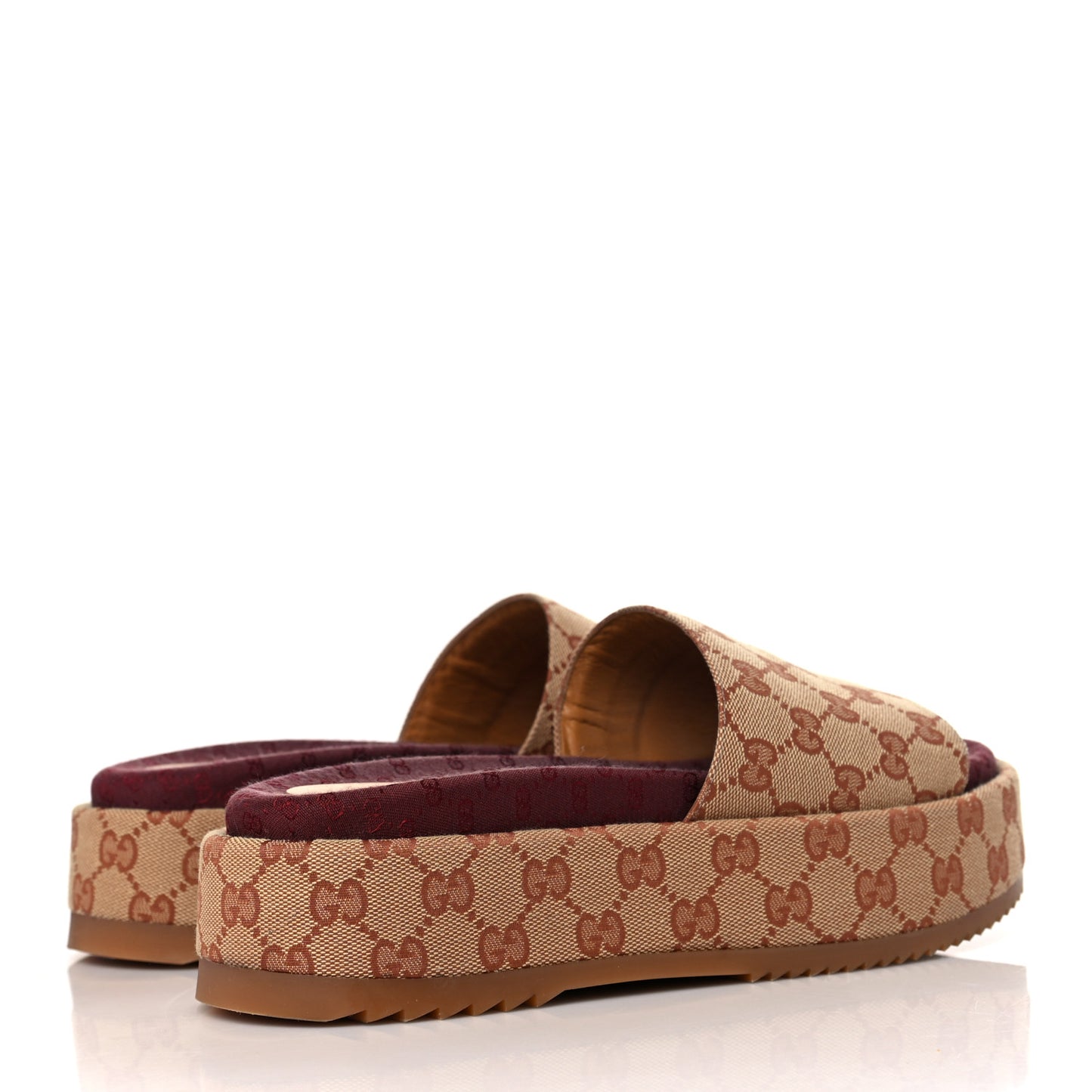 Canvas GG Monogram Angelina Platform Slide Sandals 40 Beige Ruggine