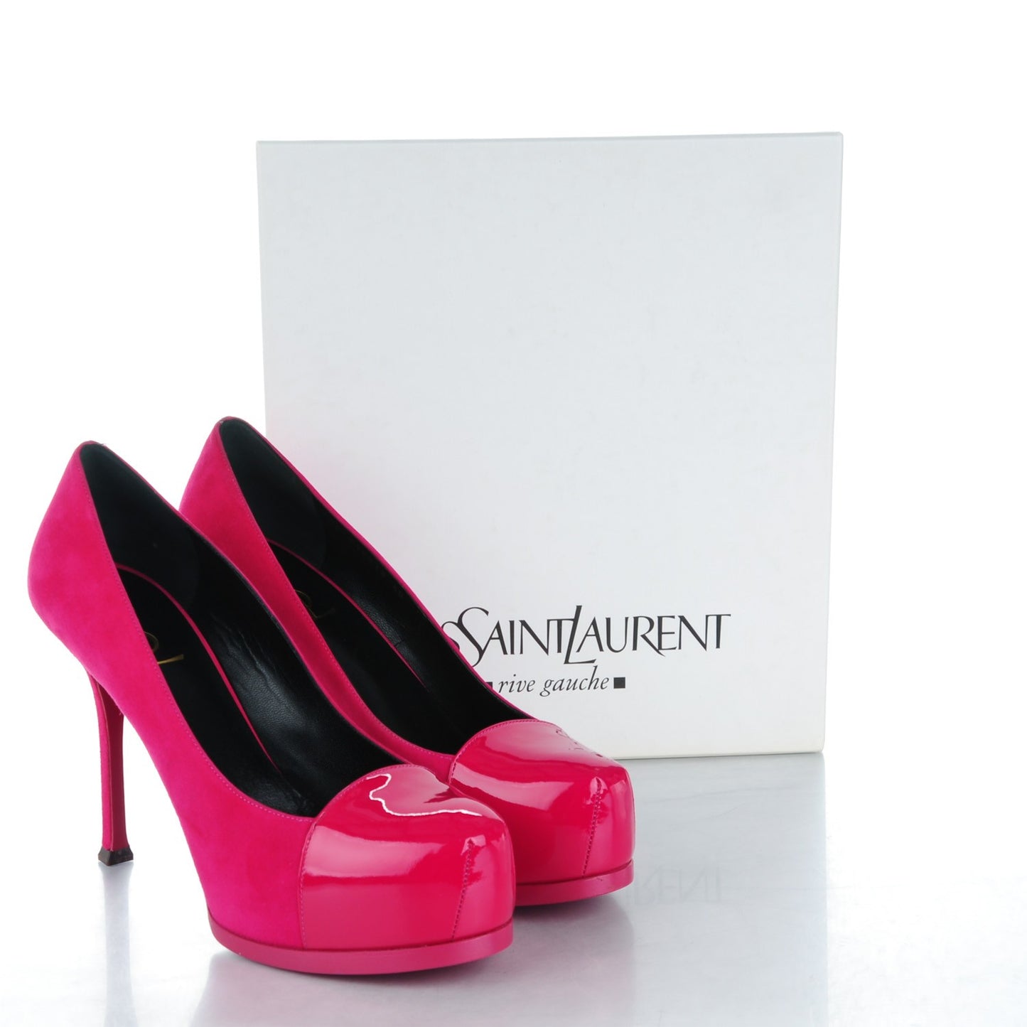 Suede Patent Goatskin Tribute Two 80 Platform Pumps 40 Fuchsia