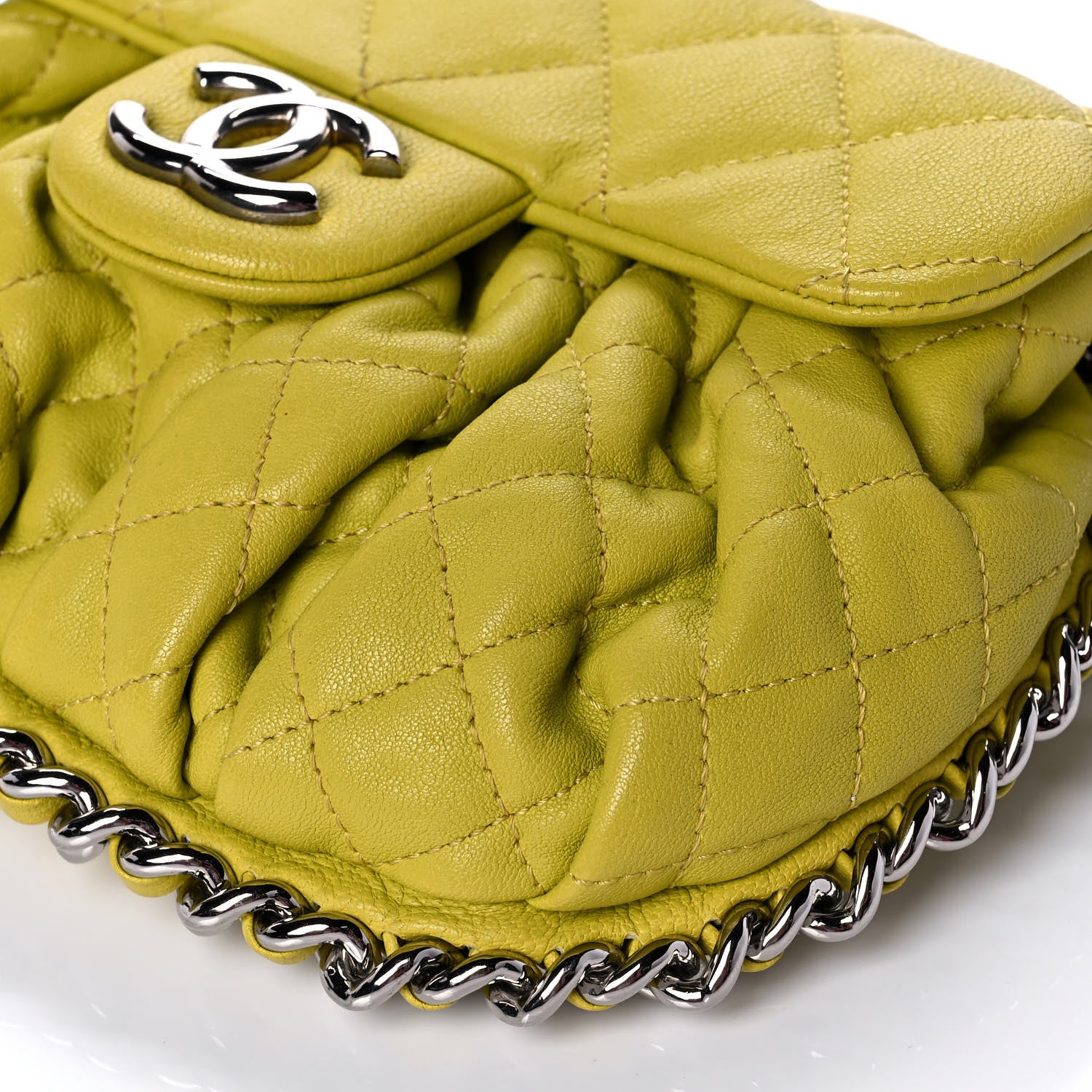 Chanel Washed Lambskin Quilted Mini Chain Around Flap Yellow 10 of 11
