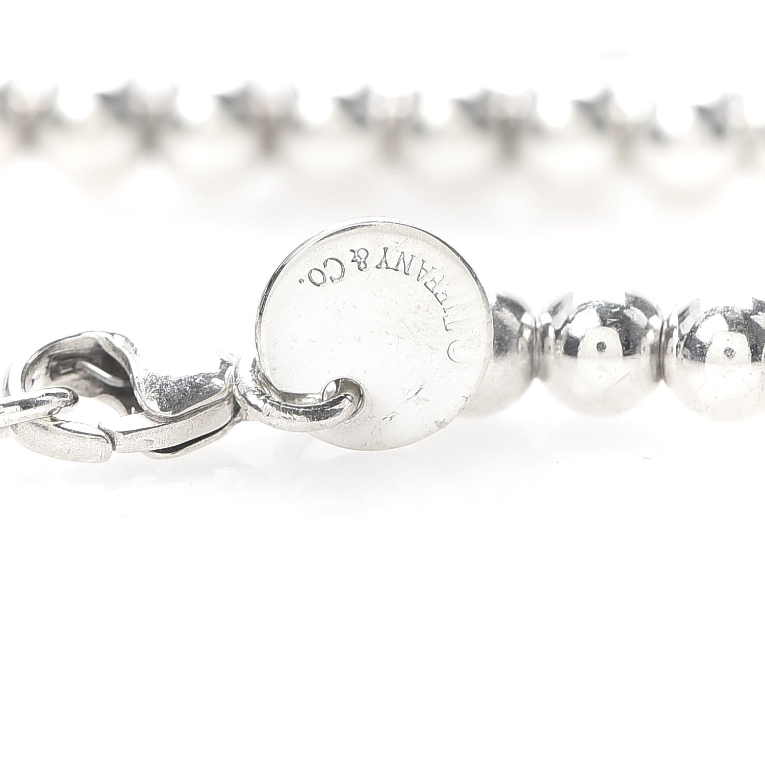Tiffany Sterling Silver 4mm Bow Bead Bracelet 5 of 7