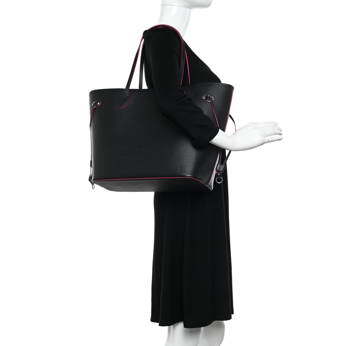 Epi Neverfull MM Black Hot Pink