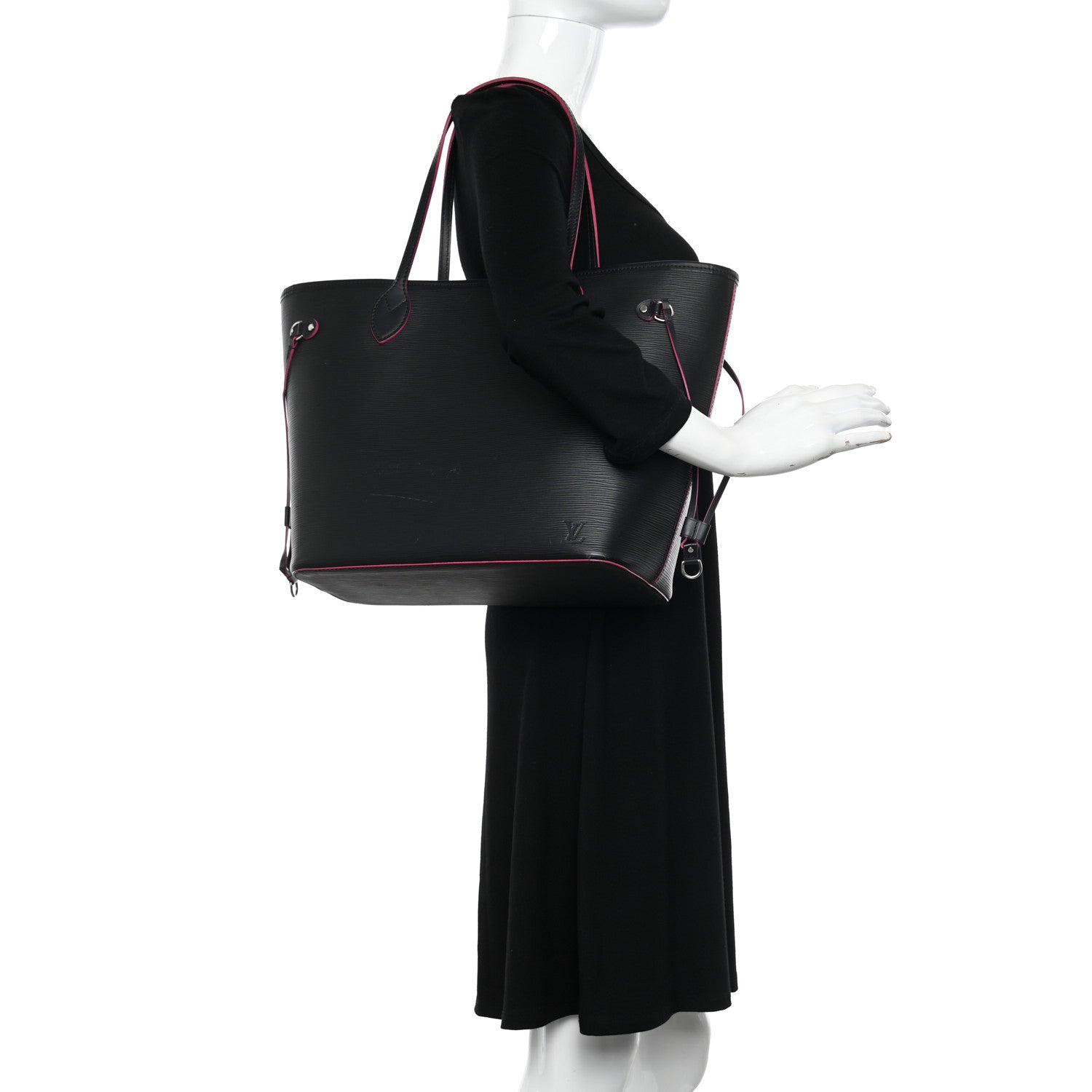 Louis Vuitton Epi Neverfull MM Black Hot Pink 2 of 12