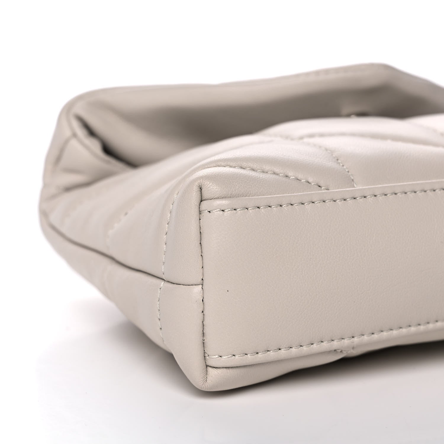 Saint Laurent Lambskin Monogram Loulou Puffer Pouch Clutch Crema Soft 8 of 10