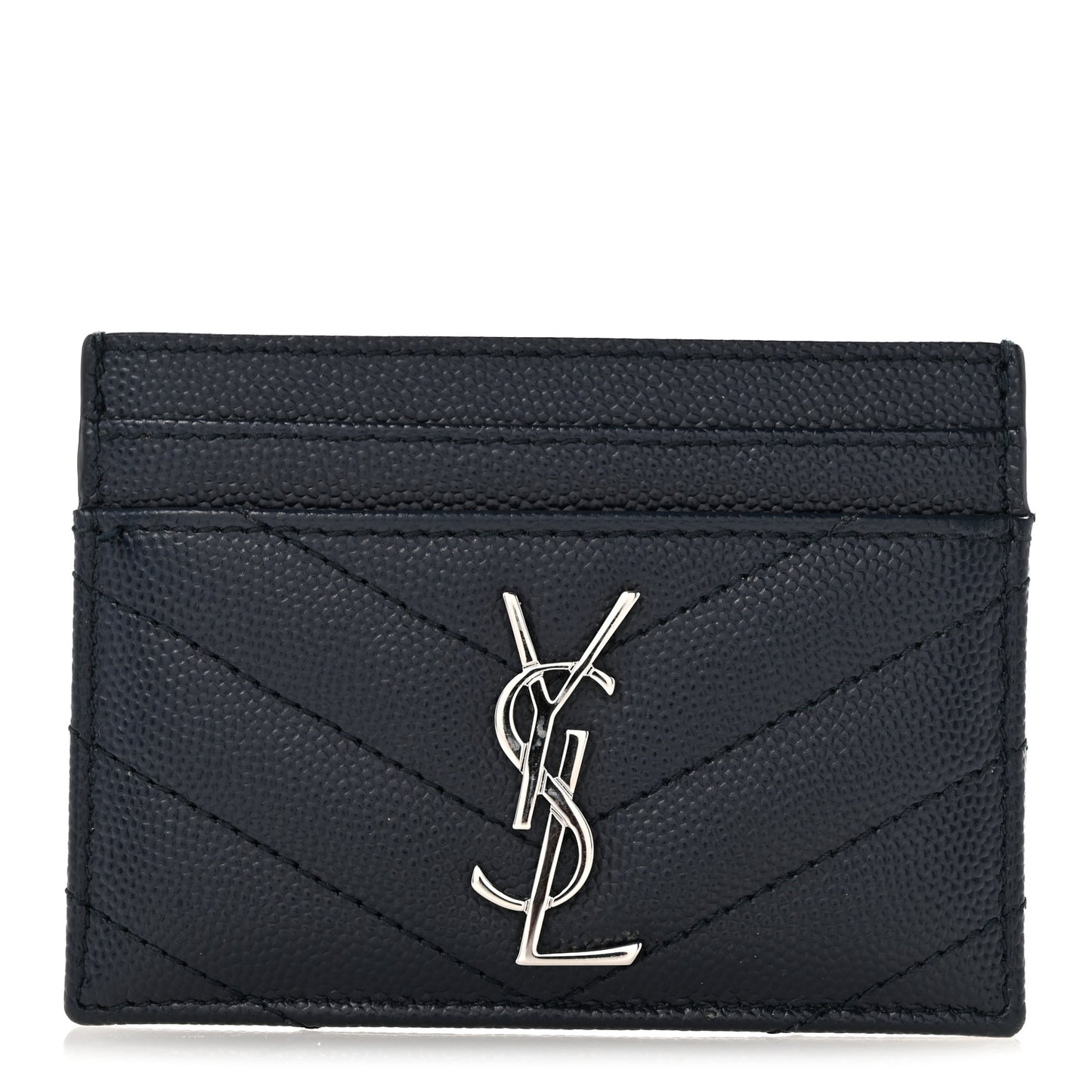 Grain De Poudre Matelasse Chevron Monogram Credit Card Case Deep Marine