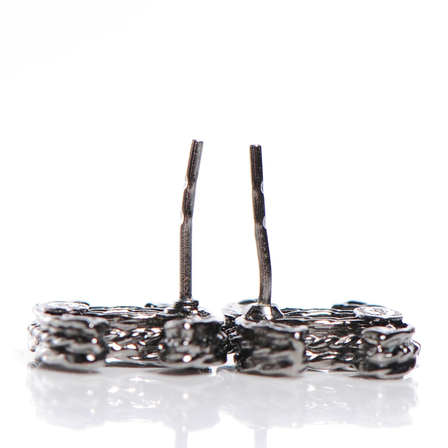 Chanel Crystal CC Earrings Ruthenium Black 4 of 5