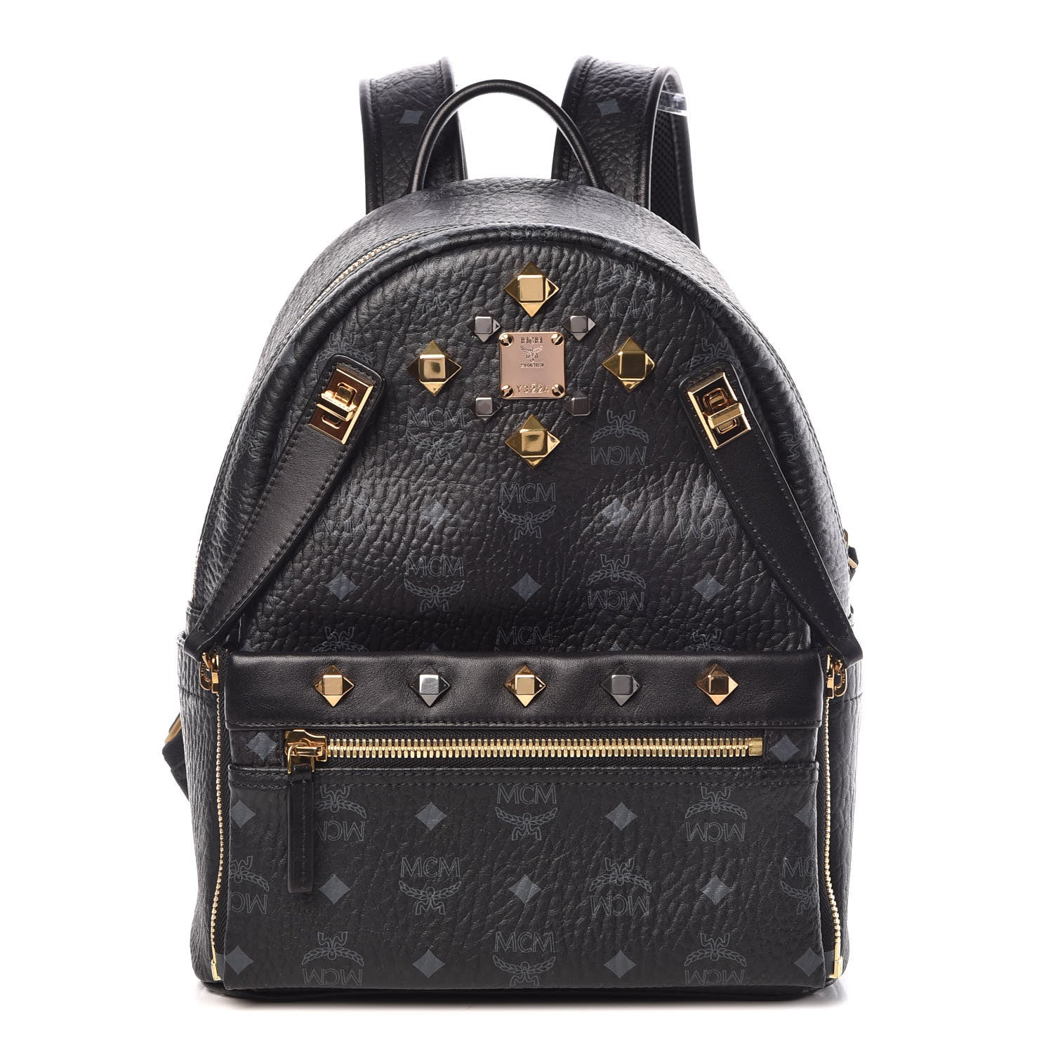 MCM Visetos Studded Small Dual Stark Backpack Black 1 of 10
