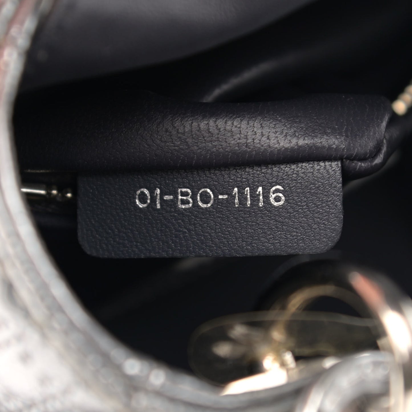 Metallic Patent Micro-Cannage Mini Lady Dior Silver
