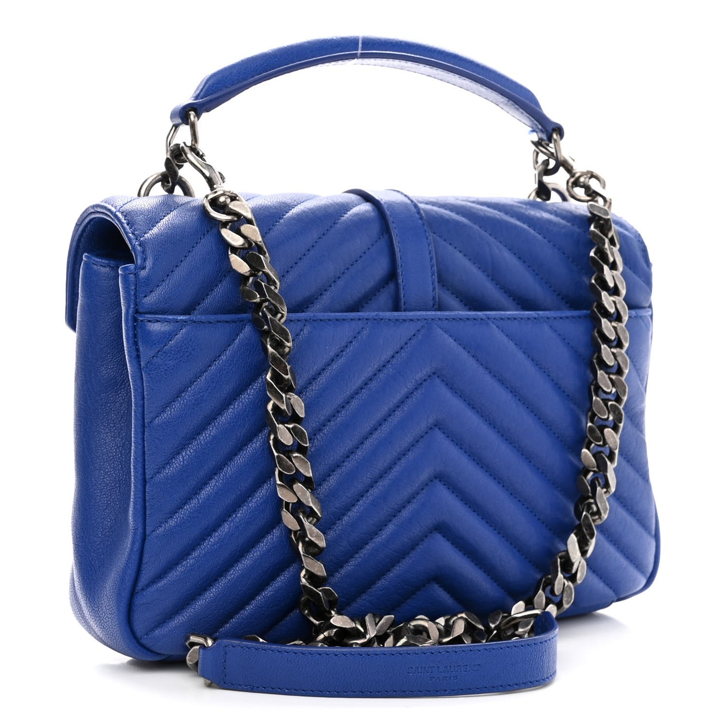 Sheepskin Matelasse Chevron Monogram Medium College Bag Royal Blue