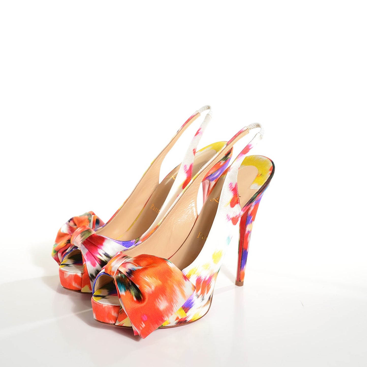Satin Bouquet Vendome Sling 120 Pumps 39.5 Multicolor