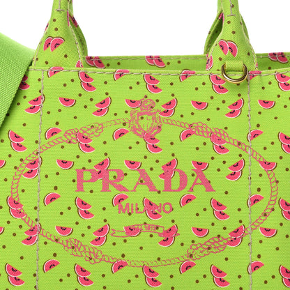 Prada Canapa Watermelon Print Small Logo Tote Erba 12 of 14