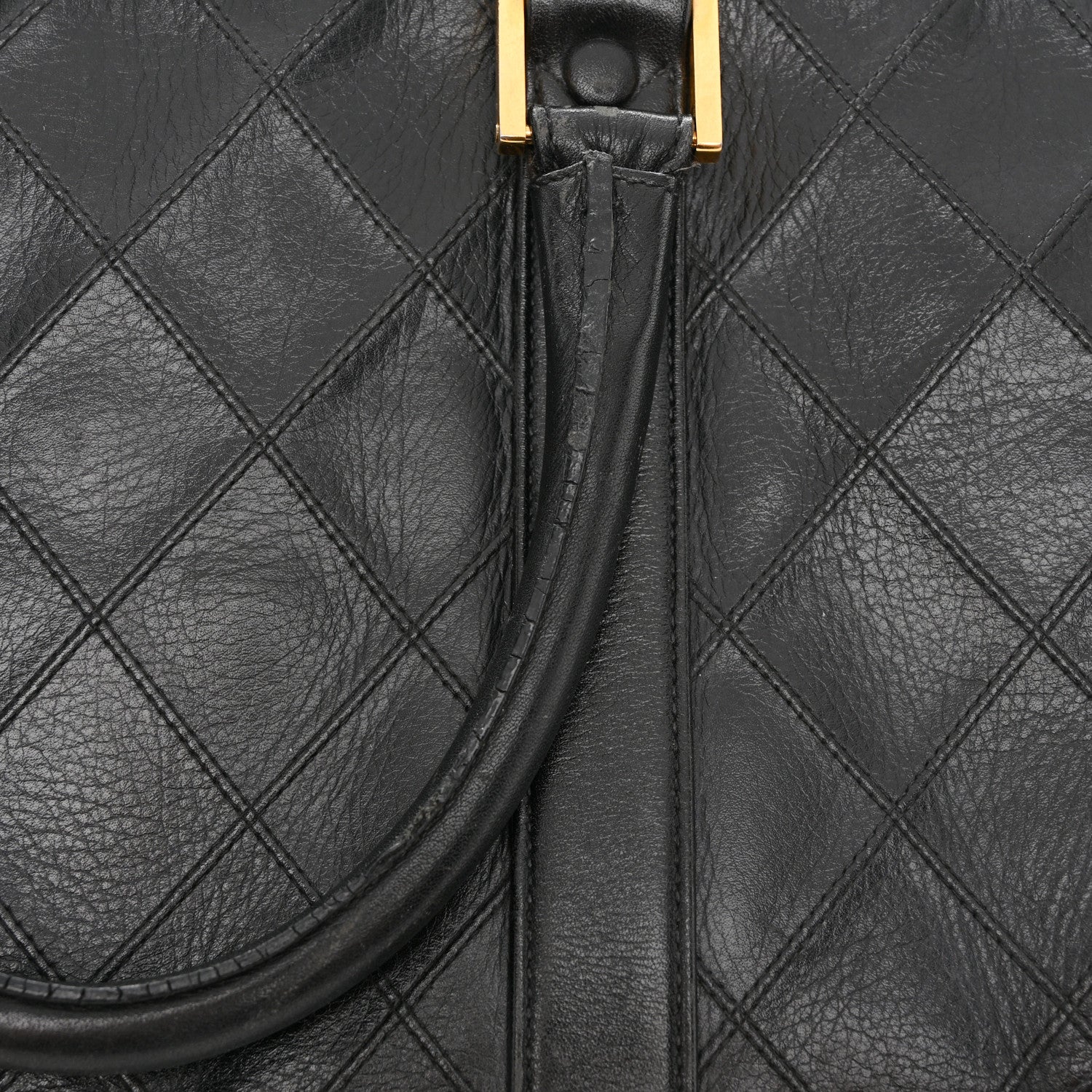 Chanel Calfskin Stitched Duffle Travel Bag Black 14 of 16