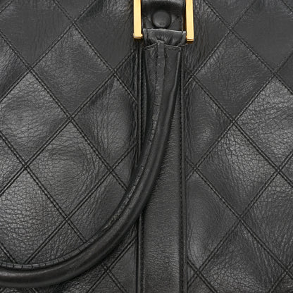 Chanel Calfskin Stitched Duffle Travel Bag Black 14 of 16