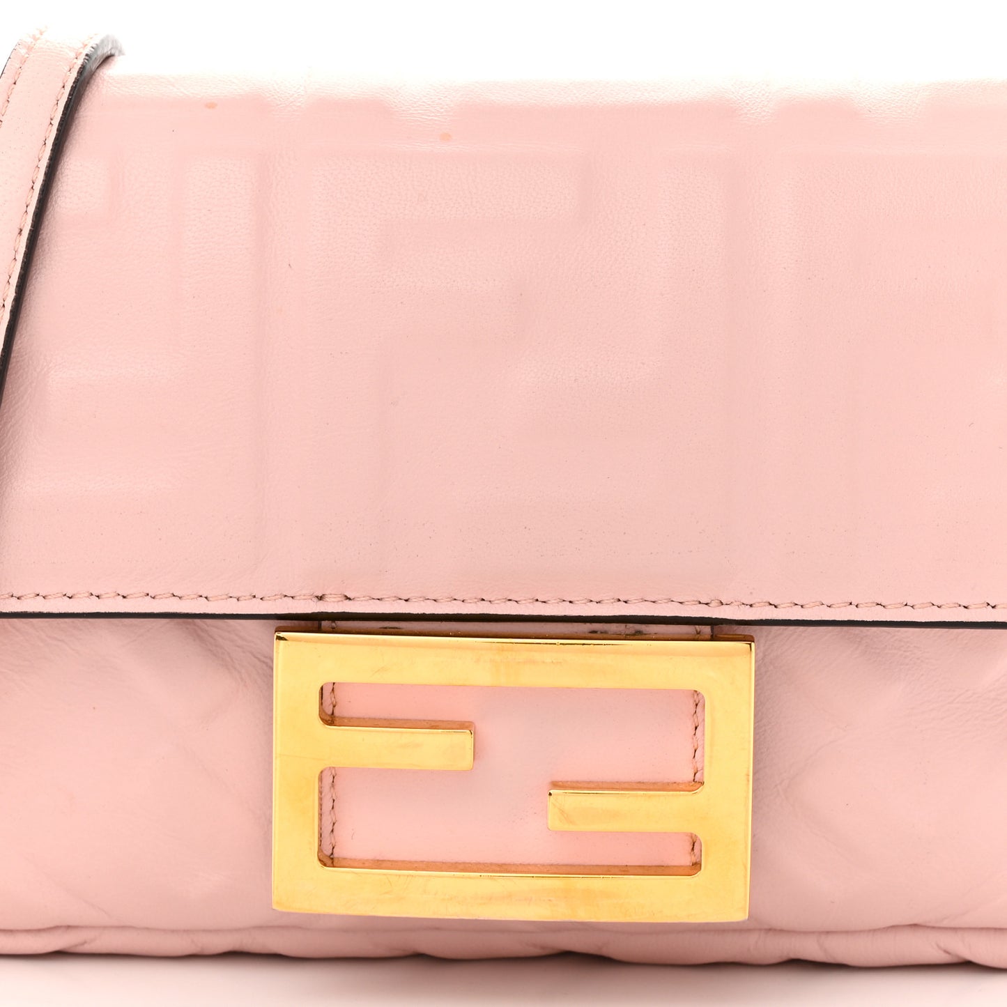 Nappa FF 1974 Embossed Mini Baguette Rosa Quarzo