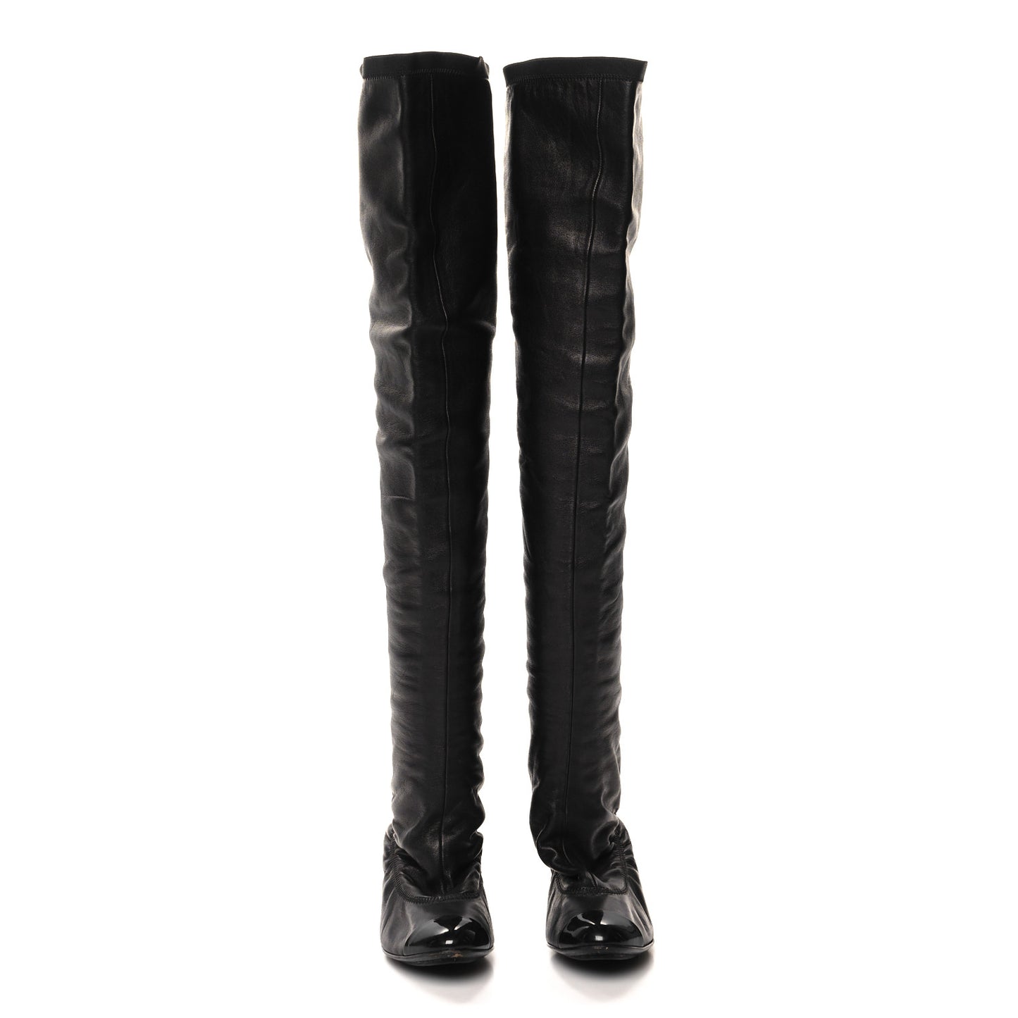 Lambskin Patent Over The Knee Boots 36 Dark Brown
