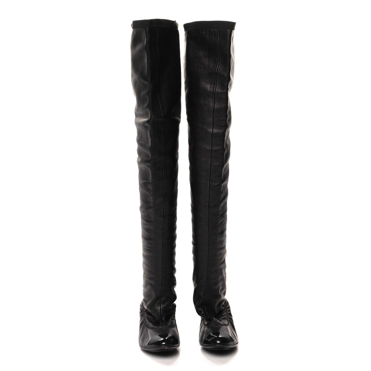Chanel Lambskin Patent Over The Knee Boots 36 Dark Brown 2 of 7
