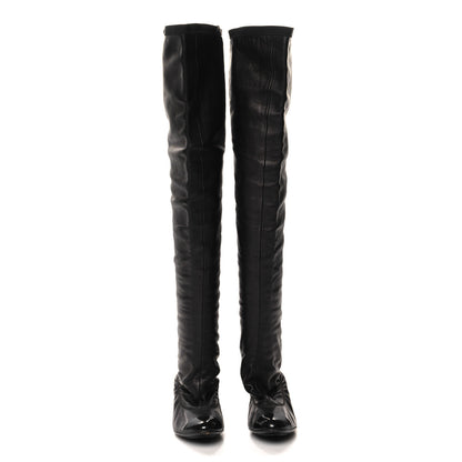 Chanel Lambskin Patent Over The Knee Boots 36 Dark Brown 2 of 7