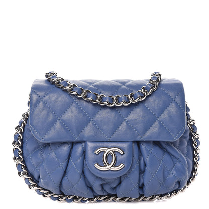 Chanel Washed Lambskin Quilted Mini Chain Around Flap Blue 1 of 10