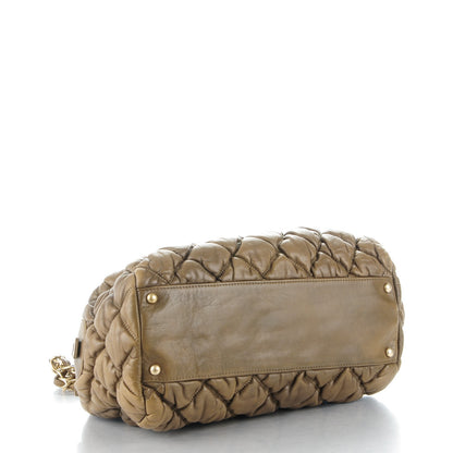Chanel Lambskin Bubble Quilt Bowler Dark Beige 4 of 7