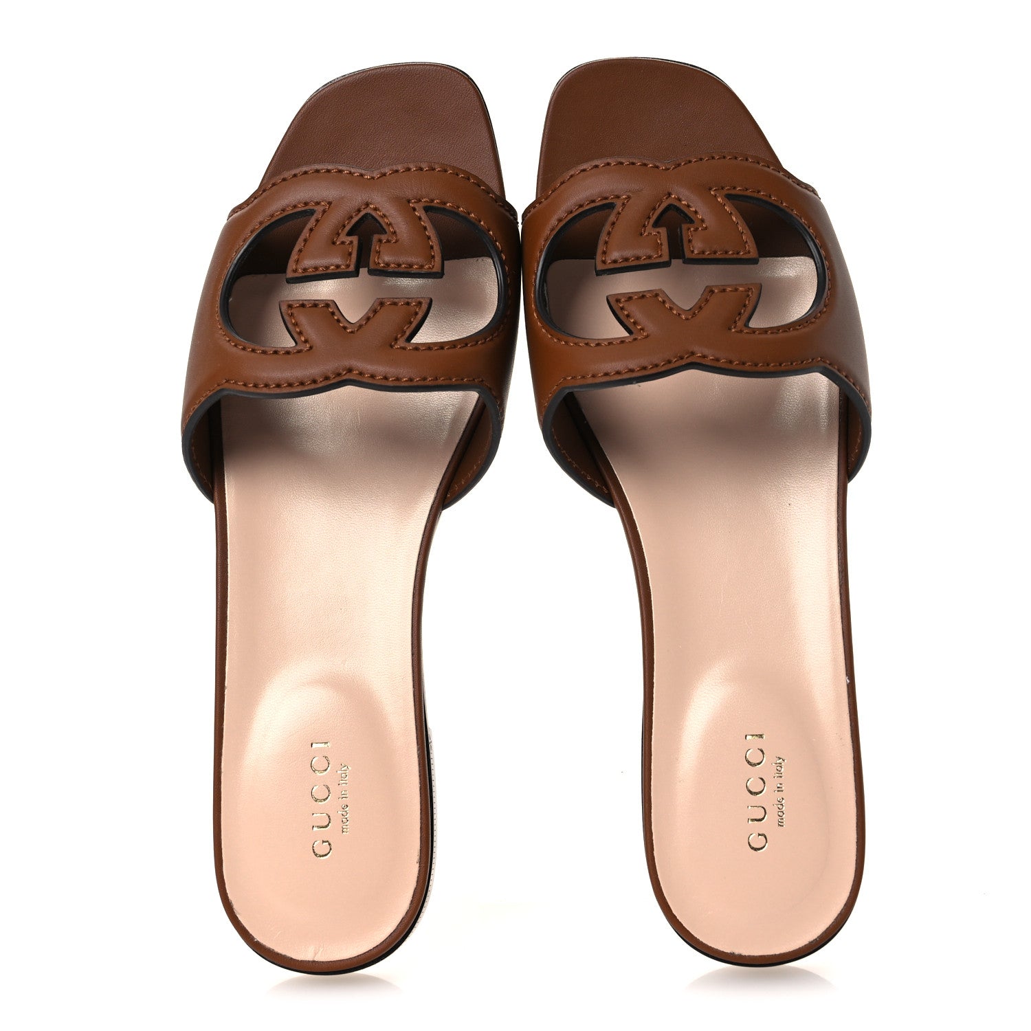 Gucci Cosmos Softy Calfskin Interlocking G Cut Out Slide Sandals 37.5 Cuir 2 of 11