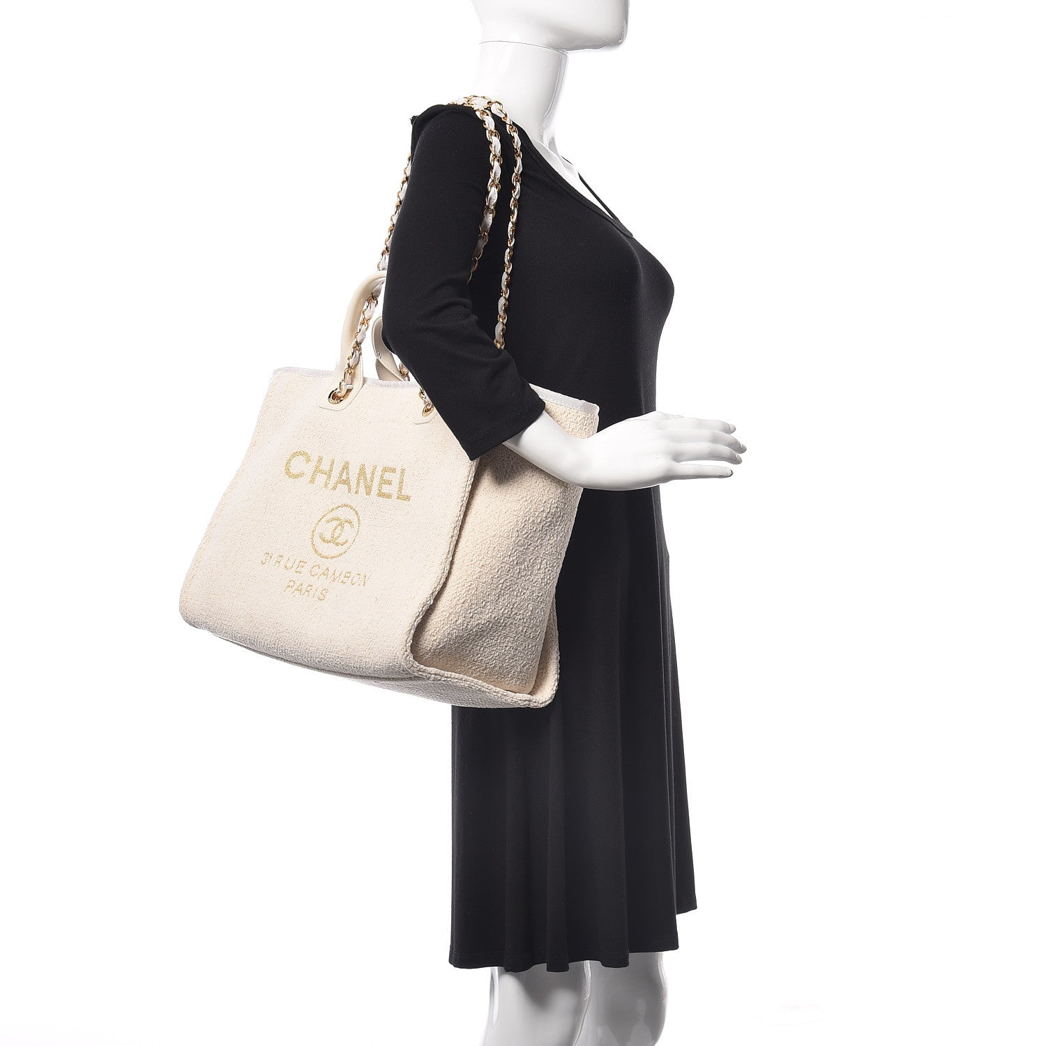 Chanel Lurex Boucle Medium Deauville Tote White 2 of 10