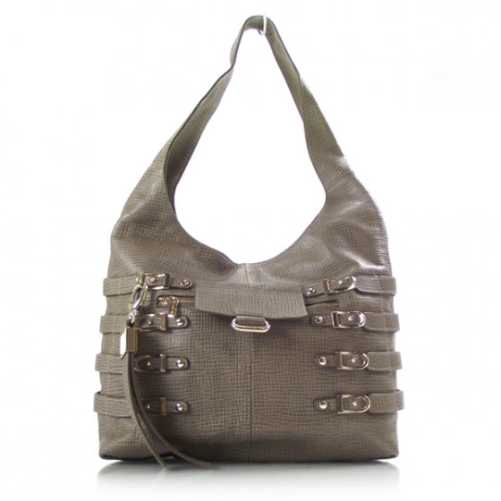 Textured Leather Bardia Hobo Taupe