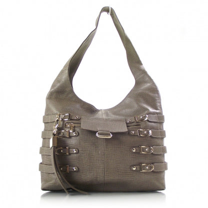 Jimmy Choo Textured Leather Bardia Hobo Taupe 1 of 9