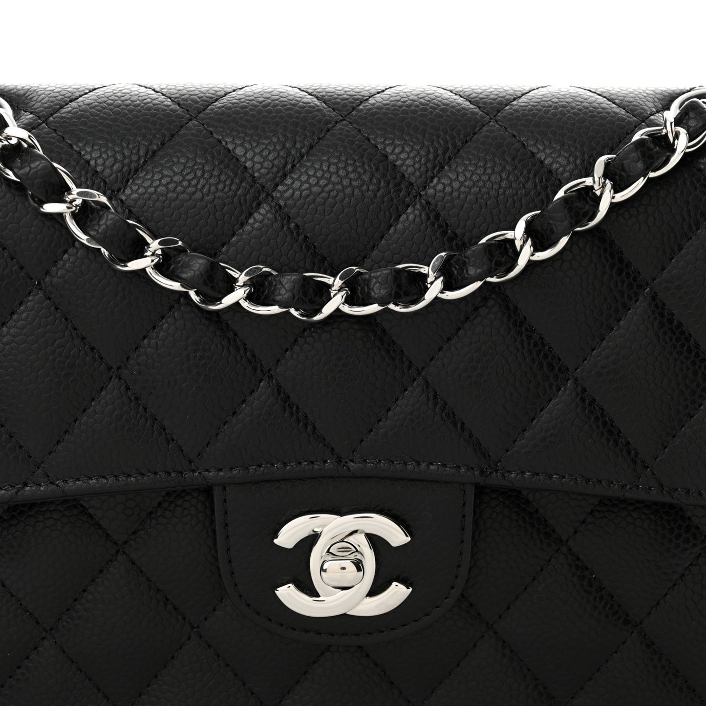 Caviar Quilted Small Double Flap Black