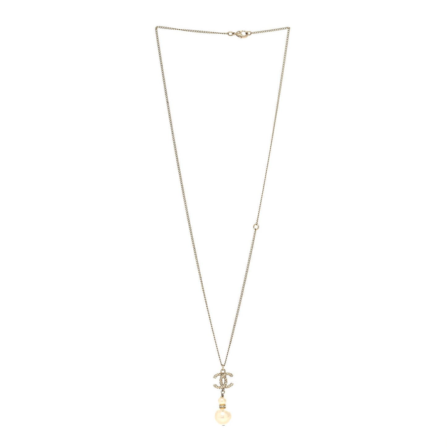 Pearl CC Pendant Necklace Gold