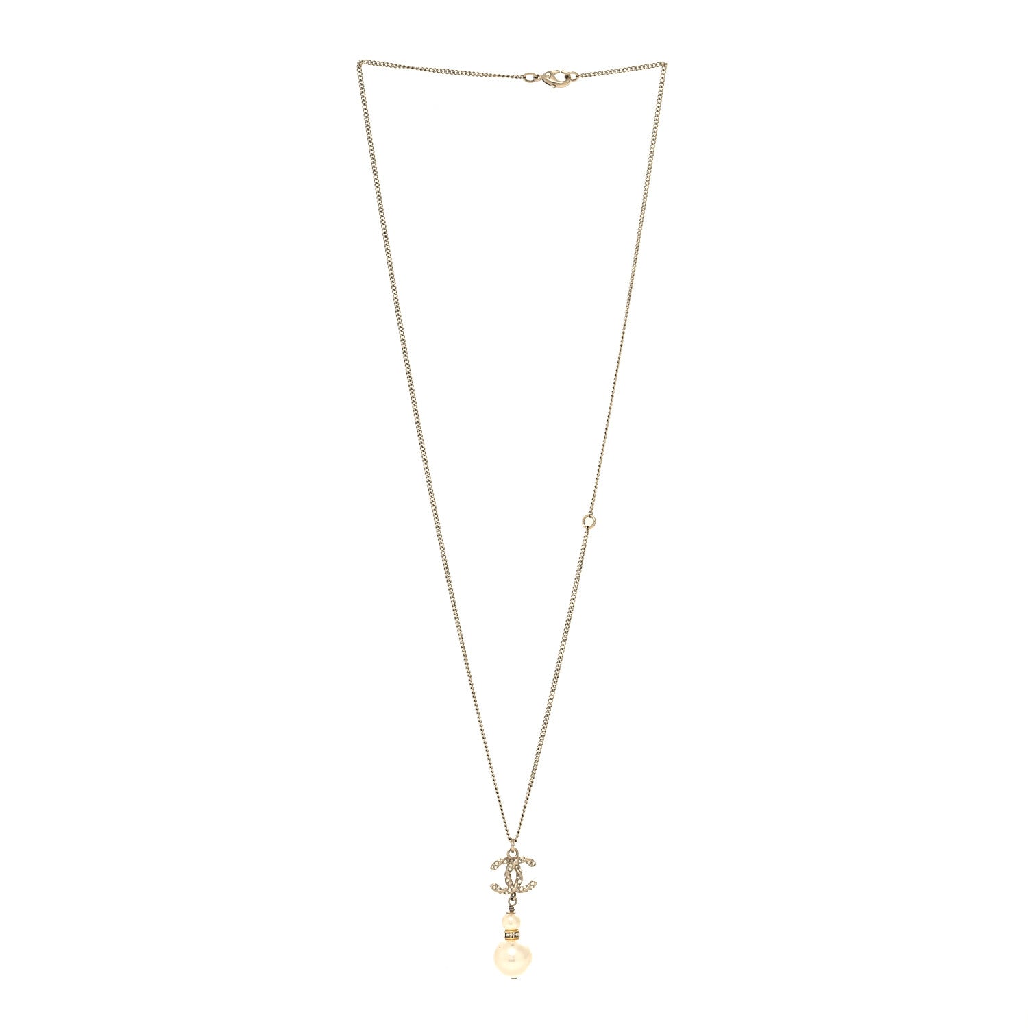 Chanel Pearl CC Pendant Necklace Gold 3 of 5