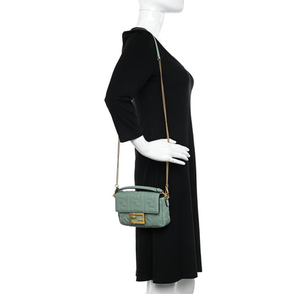Fendi Nappa FF 1974 Embossed Mini Baguette Menta 2 of 16