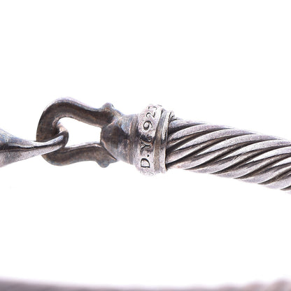 David Yurman Darkened Sterling Silver Diamond 5mm Cable Buckle Bracelet M 4 of 5