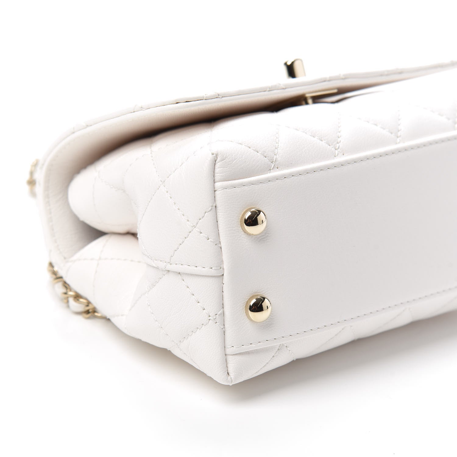 Chanel Goatskin Quilted Extra Mini Rainbow Coco Handle Flap White 9 of 10