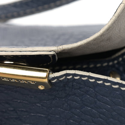 Burberry Signature Grain Calfskin Check Embossed Small Canterbury Tote Blue Carbon 12 of 17