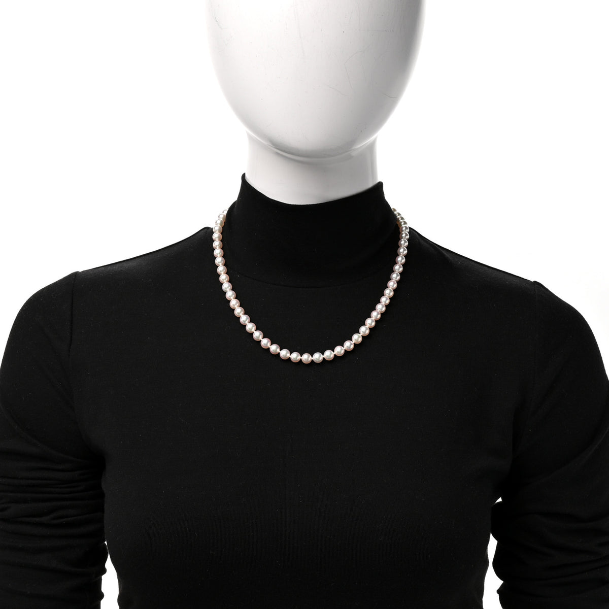 18K White Gold Akoya Cultured Pearl 6.5-7mm Strand Necklace