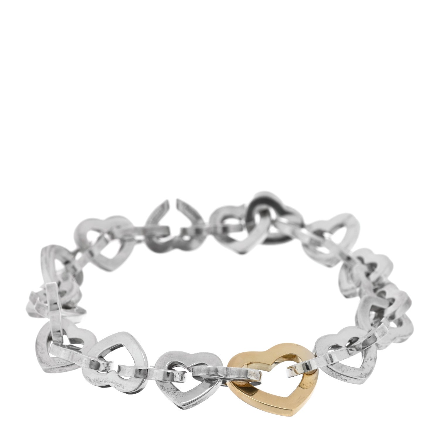 Tiffany Sterling Silver 18K Yellow Gold Heart Links Bracelet 1 of 3