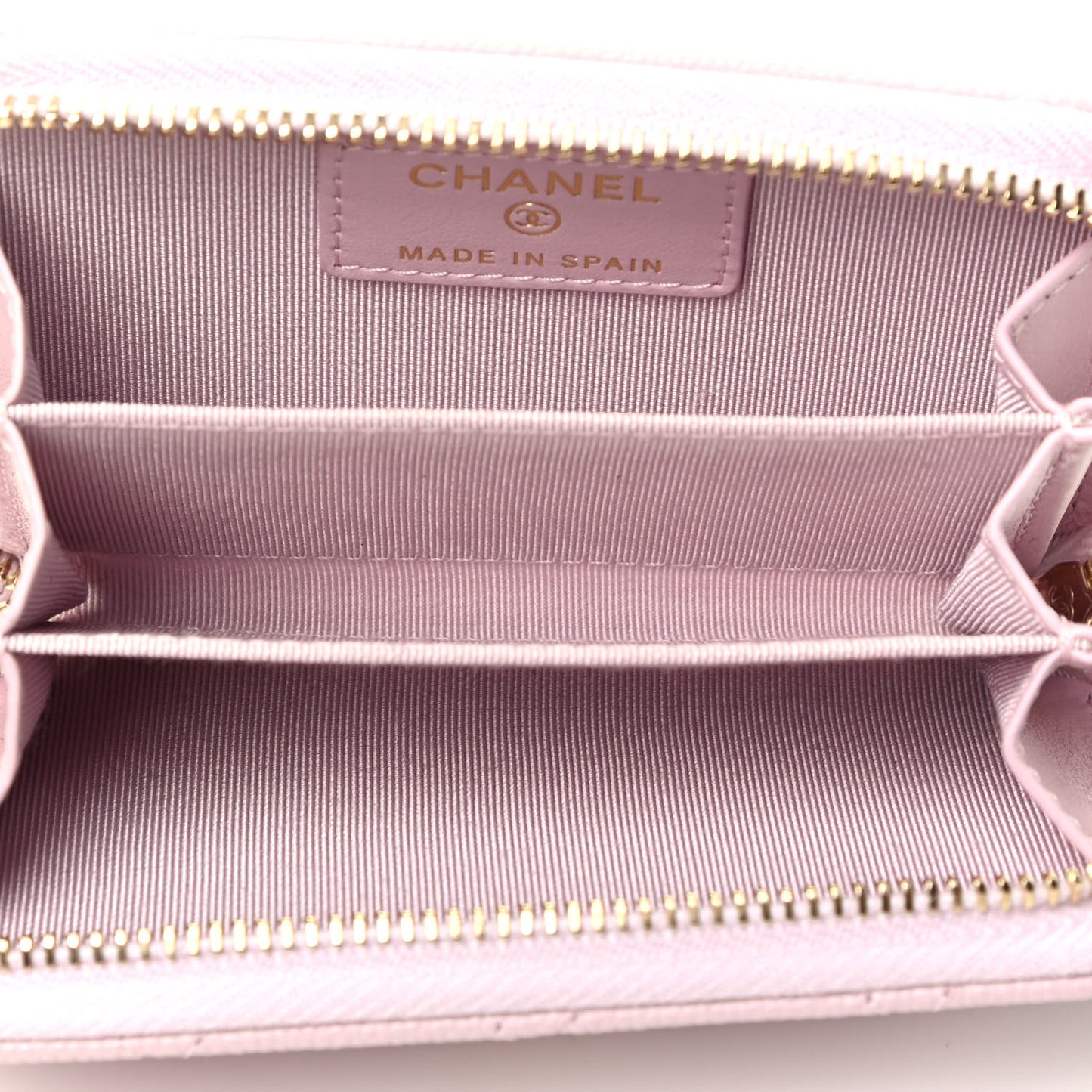 Caviar Quilted Zip Coin Purse Light Pink