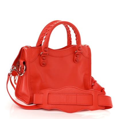 Balenciaga Matte Goatskin Rubber Covered Classic Hardware Mini City Rouge Coquelicot Rouge Braise 4 of 12